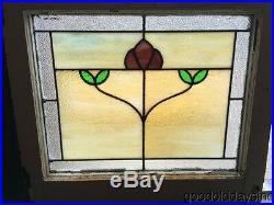 Antique Chicago Bungalow Style Stained Leaded Hammered Glass Window Craftsman