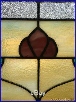 Antique Chicago Bungalow Style Stained Leaded Hammered Glass Window Craftsman