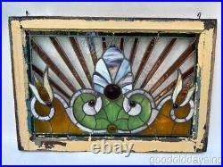 Antique Chicago Circa 1900 Stained Leaded Glass Transom Window 32 x 22
