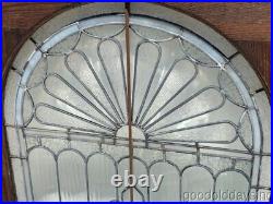 Antique Chicago Leaded Glass Arched Top Window Circa 1890 28 x 27
