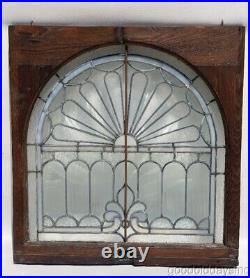 Antique Chicago Leaded Glass Arched Top Window Circa 1890 28 x 27