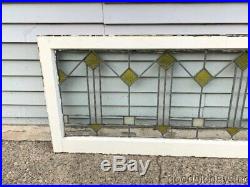 Antique Chicago Prairie Style Stained Leaded Glass Transom Window 52 x 21