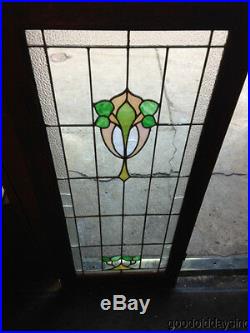 Antique Chicago Stained Leaded Glass Cabinet Door / Window 48 by 20