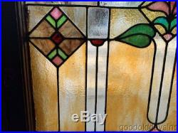 Antique Chicago Stained Leaded Glass Transom Window 32 x 25 Arts & Crafts