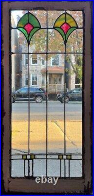 Antique Chicago Stained Leaded Glass Window 41 x 20 Circa 1910