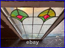 Antique Chicago Stained Leaded Glass Window 41 x 20 Circa 1910