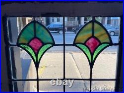 Antique Chicago Stained Leaded Glass Window 41 x 20 Circa 1910