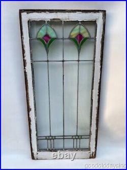 Antique Chicago Stained Leaded Glass Window 41 x 20 Circa 1910