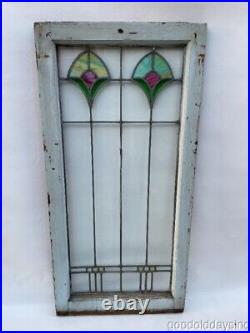 Antique Chicago Stained Leaded Glass Window 41 x 20 Circa 1910