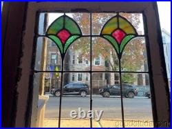 Antique Chicago Stained Leaded Glass Window 41 x 20 Circa 1910