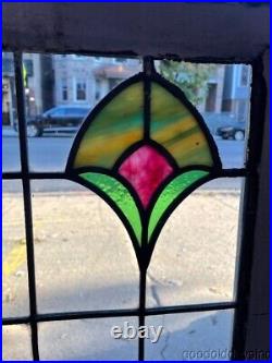 Antique Chicago Stained Leaded Glass Window 41 x 20 Circa 1910