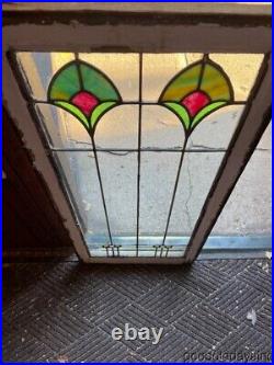 Antique Chicago Stained Leaded Glass Window 41 x 20 Circa 1910