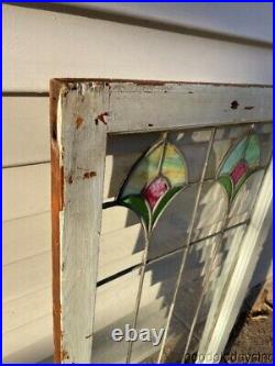 Antique Chicago Stained Leaded Glass Window 41 x 20 Circa 1910