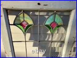 Antique Chicago Stained Leaded Glass Window 41 x 20 Circa 1910