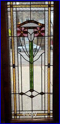 Antique Chicago Stained Leaded Glass Window / Door 44 x 19 Circa 1915