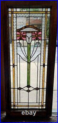 Antique Chicago Stained Leaded Glass Window / Door 44 x 19 Circa 1915