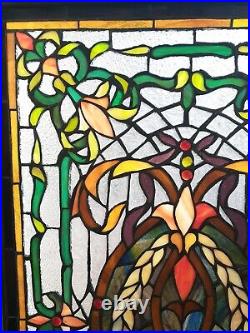 Antique Chinese Stained Glass Window, early 1900