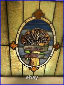 Antique Church Multi-colored Stained Glass Window I AM THE BREAD OF LIFE 24x25