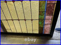 Antique Church Stained Glass Window Late 1890's Early 1900's Huge 48x92 Jeweled