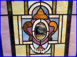 Antique Church Stained Glass Window Pair Architectural Salvage