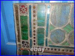 Antique Church Stained Glass Window Panel with Personalized Dedication, Salvage