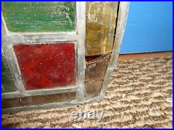 Antique Church Stained Glass Window Panel with Personalized Dedication, Salvage