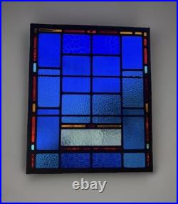 Antique Cobalt Blue Iron Frame Church Stained Glass Memorial Window Nyc 1940
