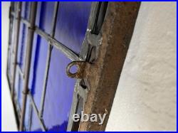 Antique Cobalt Blue Iron Frame Church Stained Glass Memorial Window Nyc 1940
