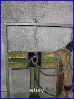 Antique Colorful Abstract English Leaded Stained Glass Window Transom 21x17