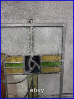 Antique Colorful Abstract English Leaded Stained Glass Window Transom 21x17