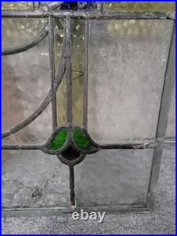 Antique Colorful Abstract English Leaded Stained Glass Window Transom 21x17