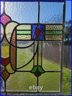 Antique Colorful Abstract English Leaded Stained Glass Window Transom 21x17