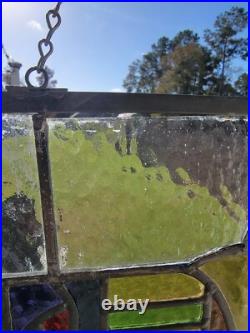 Antique Colorful Abstract English Leaded Stained Glass Window Transom 21x17