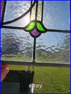 Antique Colorful Abstract English Leaded Stained Glass Window Transom 21x17