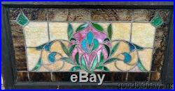 Antique Colorful Stained Leaded Glass Transom Window Circa 1900 32x18