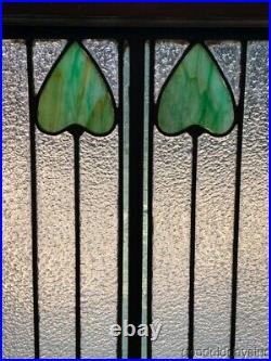 Antique Double Hung Chicago Stained Leaded Glass Window Circa 1910 Arts & Crafts