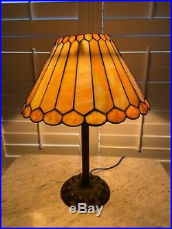Antique Duffner Kimberly Leaded Stained Glass Lamp, Handel Era
