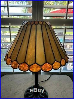 Antique Duffner Kimberly Leaded Stained Glass Lamp, Handel Era