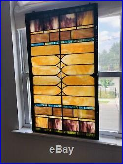 Antique EDWARDIAN Leaded STAINED GLASS WINDOW Old ARCHITECTURAL Estate SALVAGE