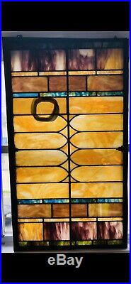 Antique EDWARDIAN Leaded STAINED GLASS WINDOW Old ARCHITECTURAL Estate SALVAGE