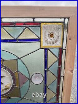 Antique English Handpainted Leaded Stained glass Window Victorian Era
