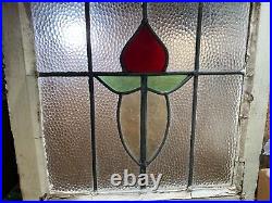 Antique English Leaded STAINED GLASS WINDOW in Orig Frame Architectual Salvage