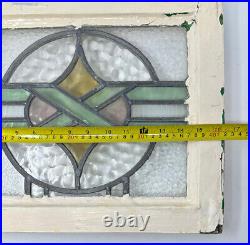 Antique English Leaded STAINED GLASS WINDOW in Orig Frame Architectual Salvage