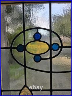 Antique English Stained Glass Window Pair