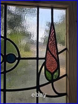 Antique English Stained Glass Window Pair