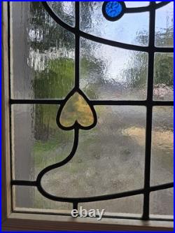 Antique English Stained Glass Window Pair