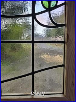 Antique English Stained Glass Window Pair