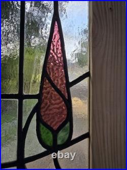 Antique English Stained Glass Window Pair
