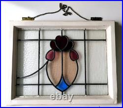 Antique English Style Architectural Leaded Stained Glass Window