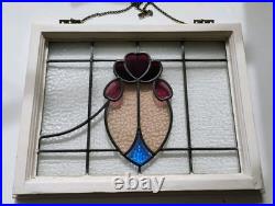 Antique English Style Architectural Leaded Stained Glass Window